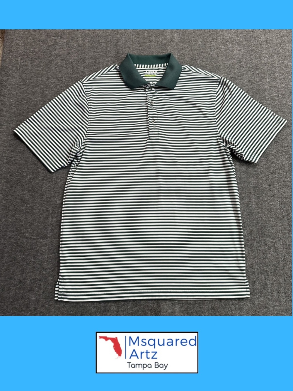IZOD PerformX Golf Polo Shirt Green White Striped Performance Men's Medium